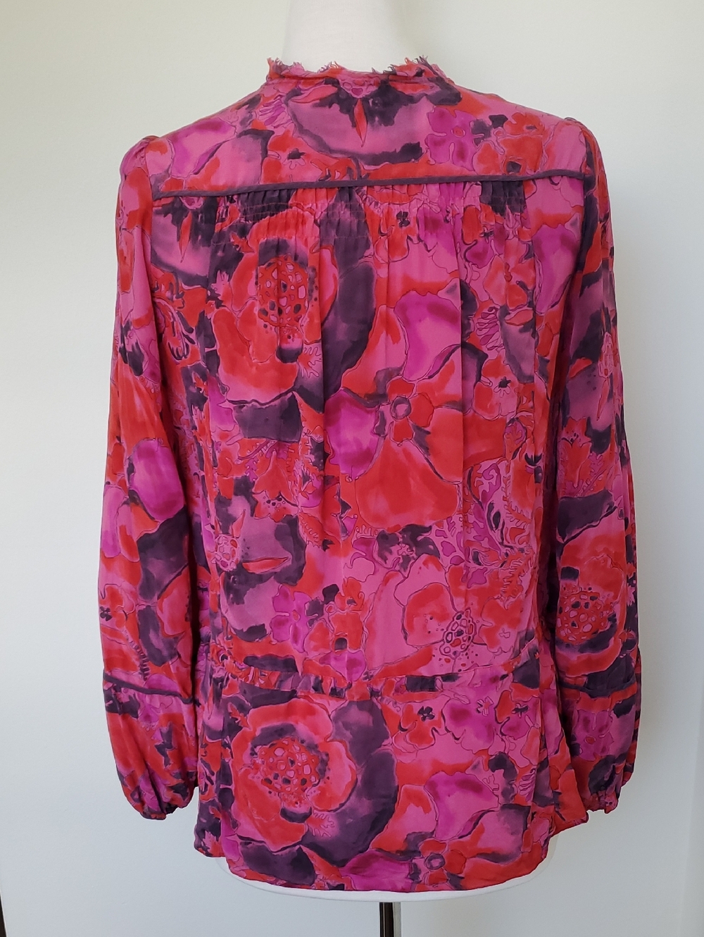 Rebecca Taylor Vibrant Pink, Red And Purple Silk Blouse Size 8 - Picture 5 of 9